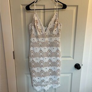 Lulu's White Lace Midi Dress